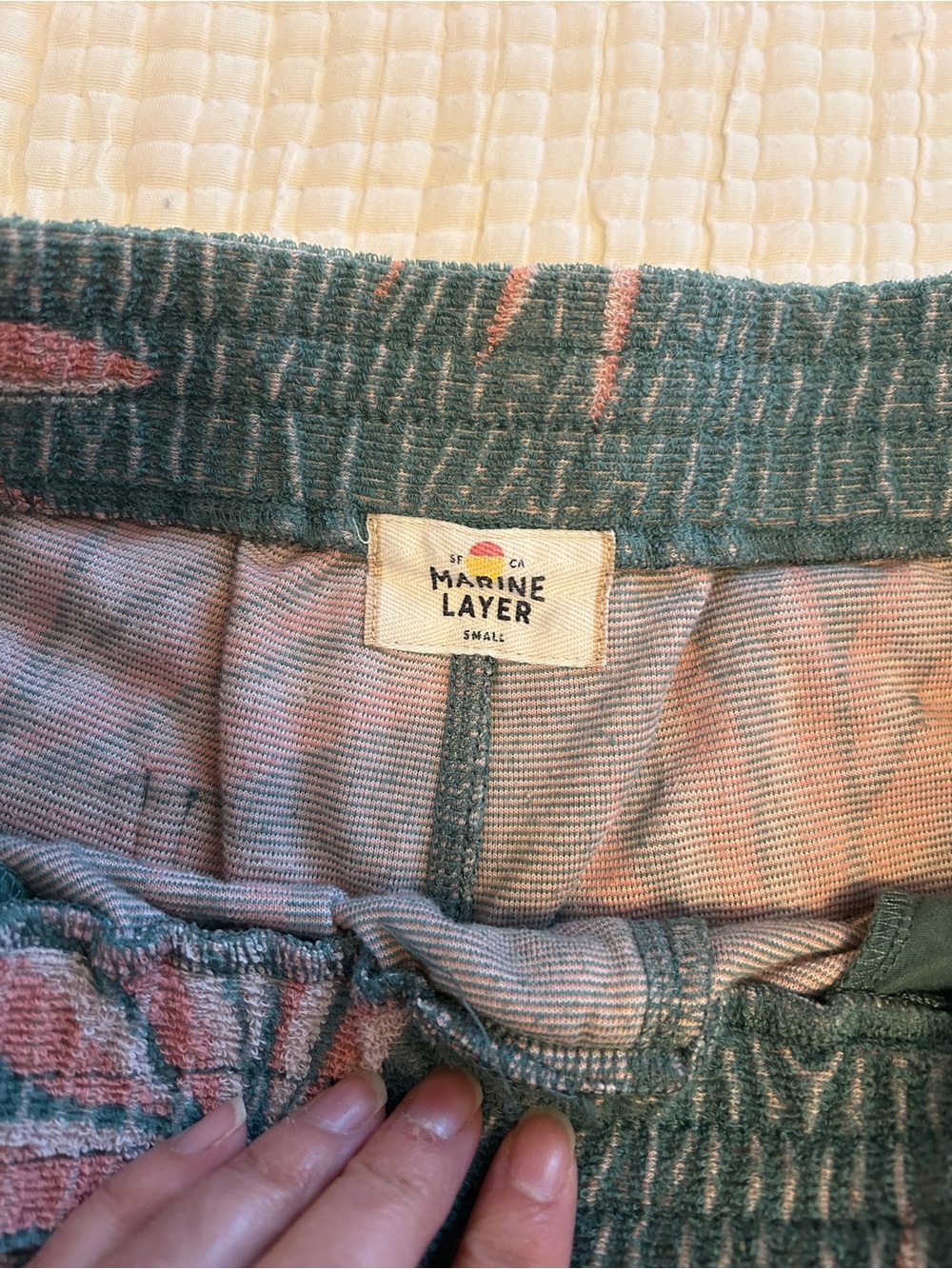 NWT Marine Layer Terry Out Jacquard 4" Short Deep Sea Agave Print Mens Small - Picture 4 of 5